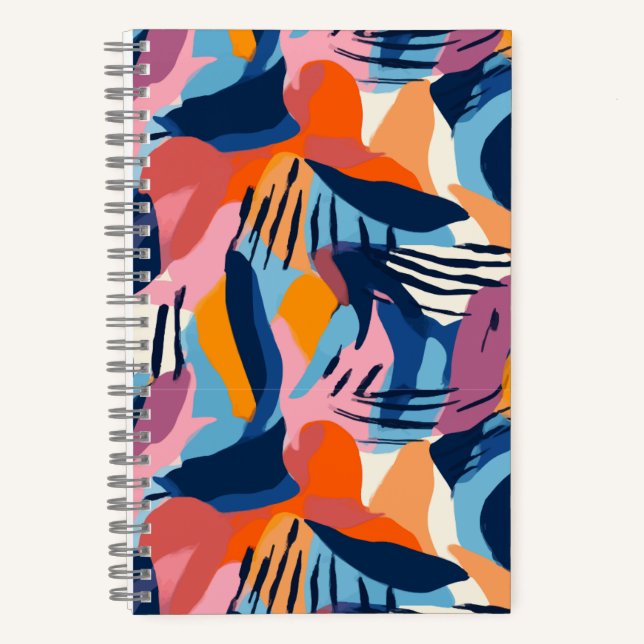 Cuaderno Patrón de Formas Abstractas Modernas Vibrantes (Anverso)