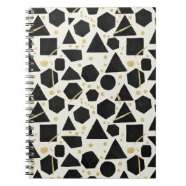 Cuaderno Patrón de formas negras y confeti dorado
