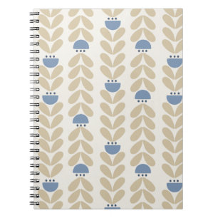 Cuaderno Patrón de franja floral de laurel nórdico