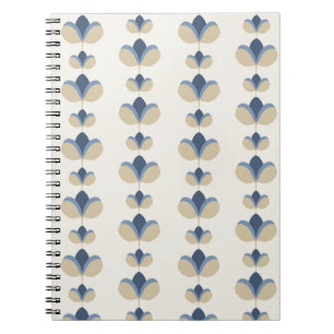 Cuaderno Patrón de franja floral geométrica azul costero