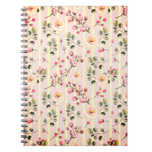 Cuaderno Patrón de franja floral rosa suave
