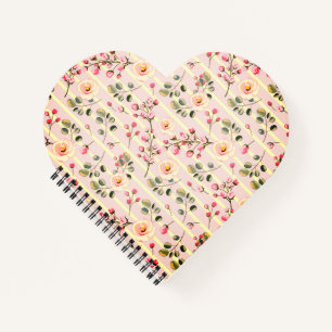 Cuaderno Patrón de franja floral rosa suave
