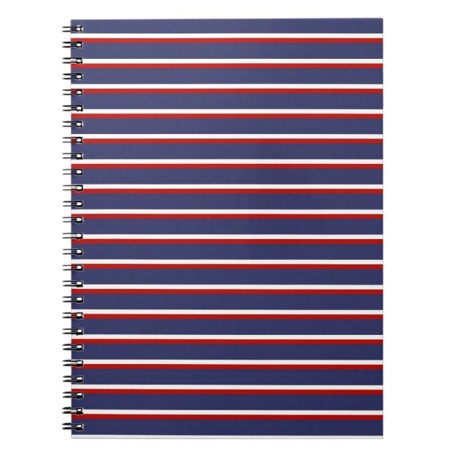 Cuaderno Patrón de franja roja azul de la marina (Frente)