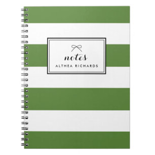 Cuaderno Patrón de franjas blancas y verdes personalizado