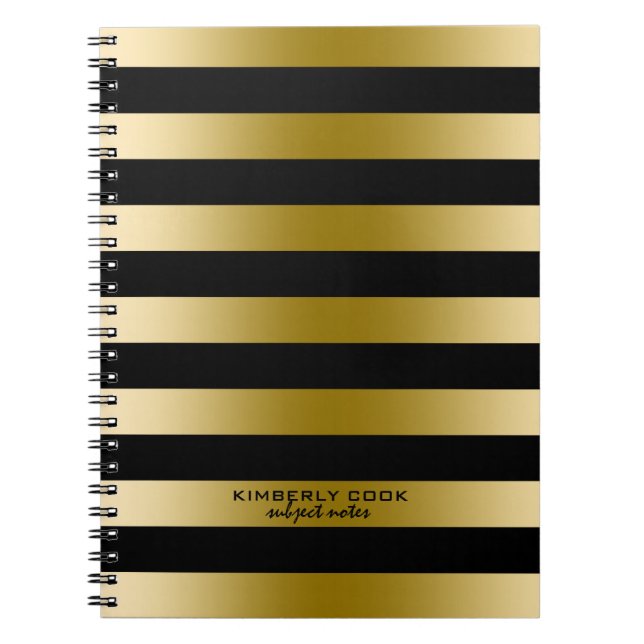 Cuaderno Patrón de franjas de oro y negro (Frente)