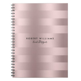Cuaderno patrón de franjas de Rosa-oro