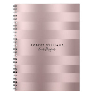 Cuaderno patrón de franjas de Rosa-oro