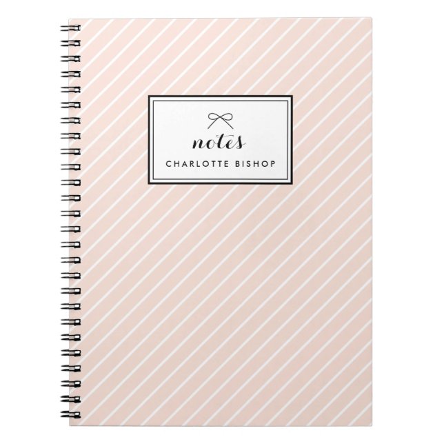 Cuaderno Patrón de franjas diagonales de Rubor personalizad (Frente)
