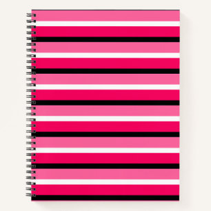 Cuaderno Patrón de franjas rosadas claras y oscuras