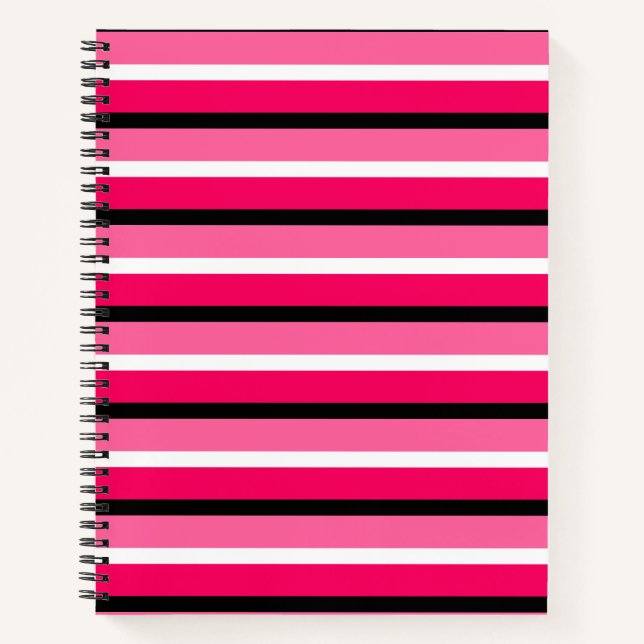 Cuaderno Patrón de franjas rosadas claras y oscuras (Anverso)