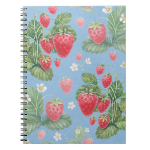 Cuaderno Patrón de fresa acuarela