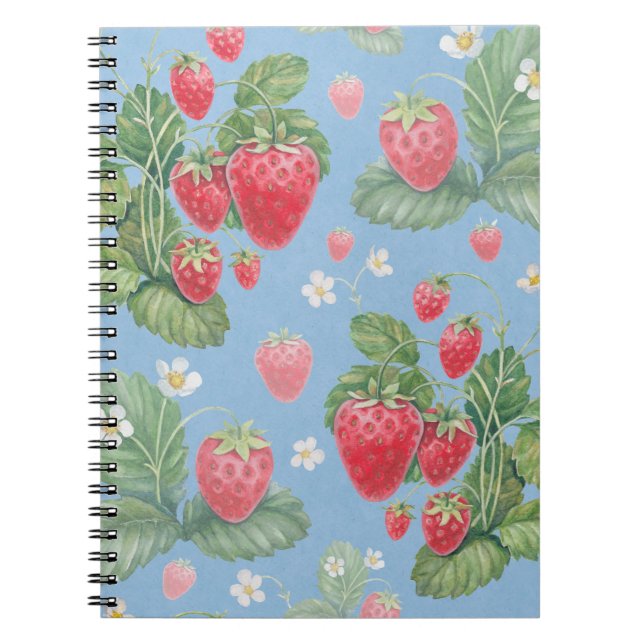 Cuaderno Patrón de fresa acuarela (Frente)