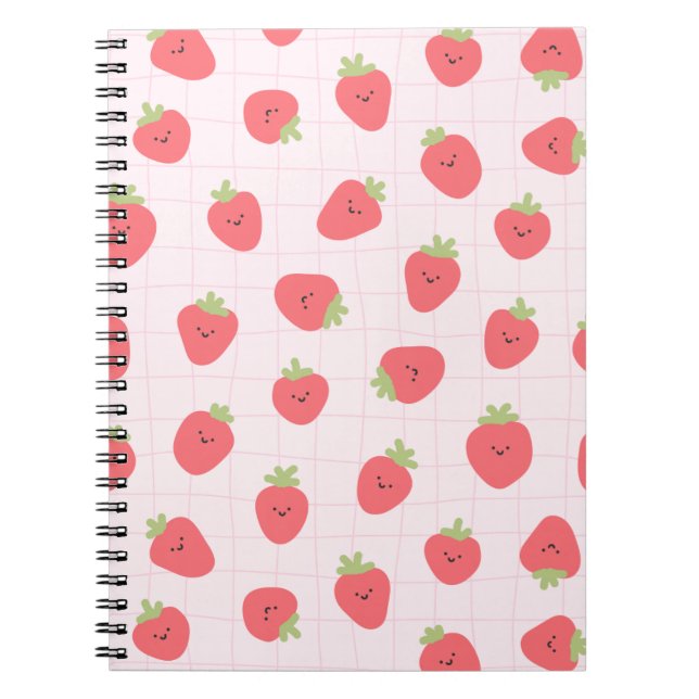 Cuaderno Patrón de Fresa Adorable – Fresa Kawaii (Frente)