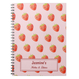 Cuaderno Patrón de Fresa Armonía Dulce Personalizada