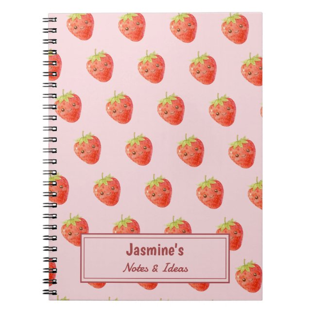 Cuaderno Patrón de Fresa Armonía Dulce Personalizada (Frente)