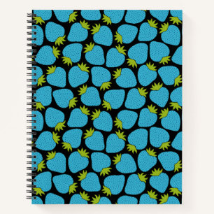 Cuaderno Patrón de Fresa, Azul Moderno Lindo