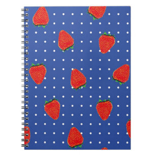 Cuaderno patrón de fresa con puntos