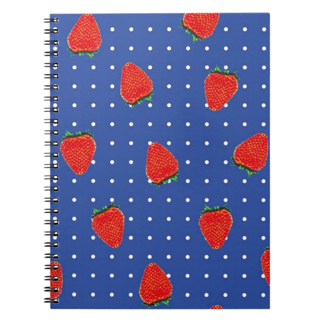 Cuaderno patrón de fresa con puntos (Frente)