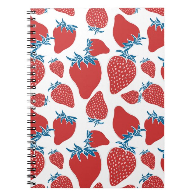 Cuaderno Patrón de fresa dibujado a mano sin costuras. fond (Frente)