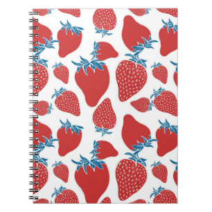 Cuaderno Patrón de fresa dibujado a mano sin costuras. fond