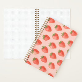 Cuaderno Patrón de Fresa en Acuarela Rosa Rubor Caprichoso