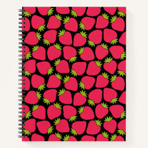 Cuaderno Patrón de Fresa, Estético Coral Bonito