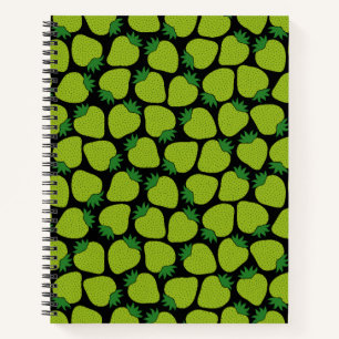 Cuaderno Patrón de Fresa, Estético Mágico Verde