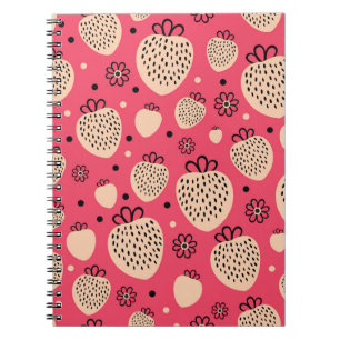 Cuaderno Patrón de fresa rosa: diseño dulce sin soldadura