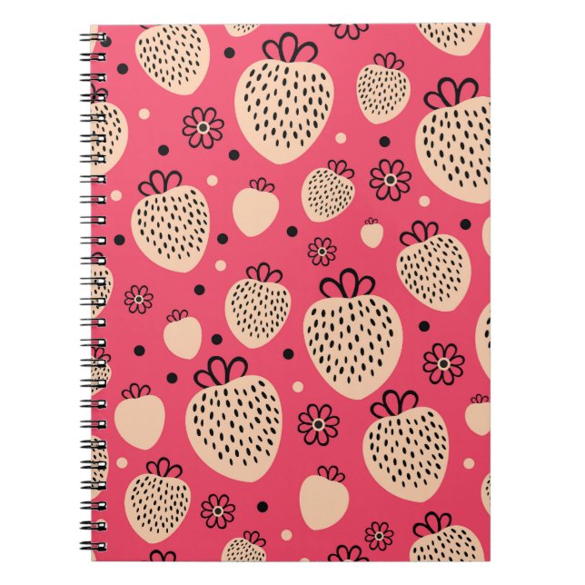 Cuaderno Patrón de fresa rosa: diseño dulce sin soldadura (Frente)