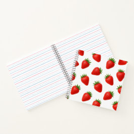 Cuaderno Patrón de Fresa Sin Costuras Fruta Roja Adorable