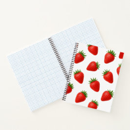 Cuaderno Patrón de Fresa Sin Costuras Fruta Roja Adorable