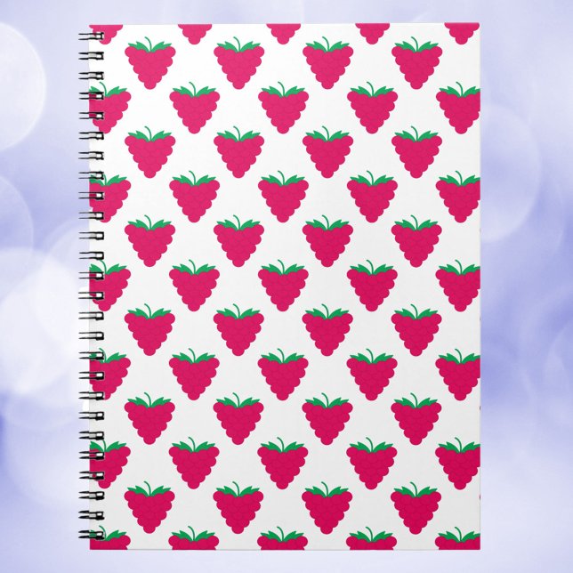 Cuaderno Patrón de Fruta de Frambuesa (A notebook with a pattern of pink raspberries)