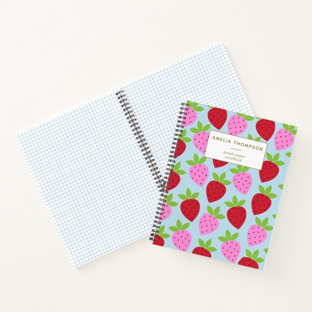 Cuaderno Patrón de fruta de fresa Papel gráfico personaliza (Interior)