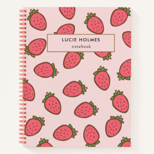 Cuaderno Patrón de fruta de fresa roja linda