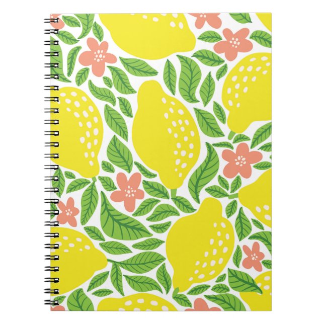Cuaderno Patrón de fruta de limón. Cuchara de cítricos de v (Frente)
