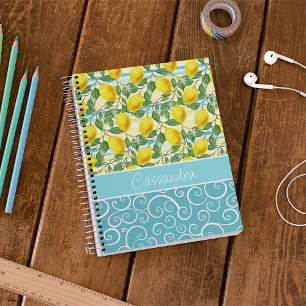 Cuaderno Patrón de fruta de limón de verano mediterráneo pe
