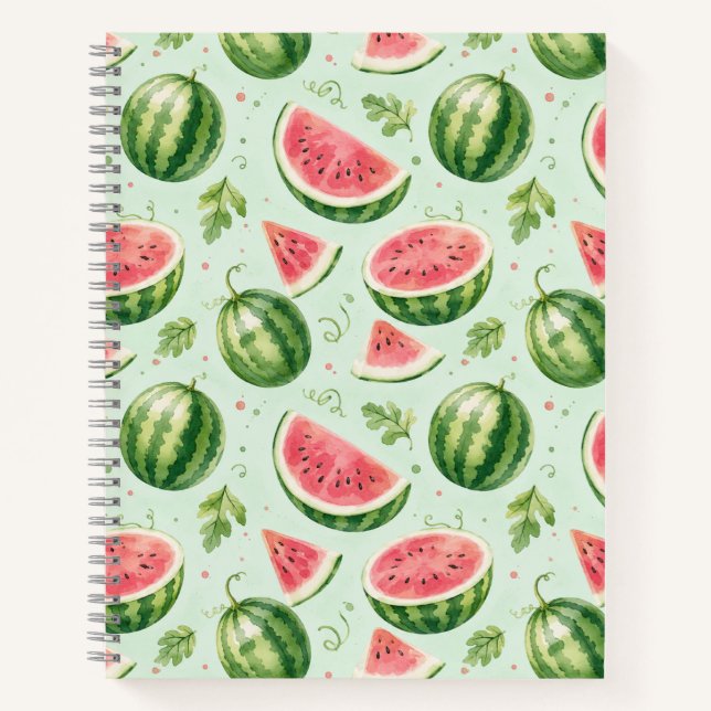 Cuaderno Patrón de Fruta de Verano Acuarela Sandía (Anverso)