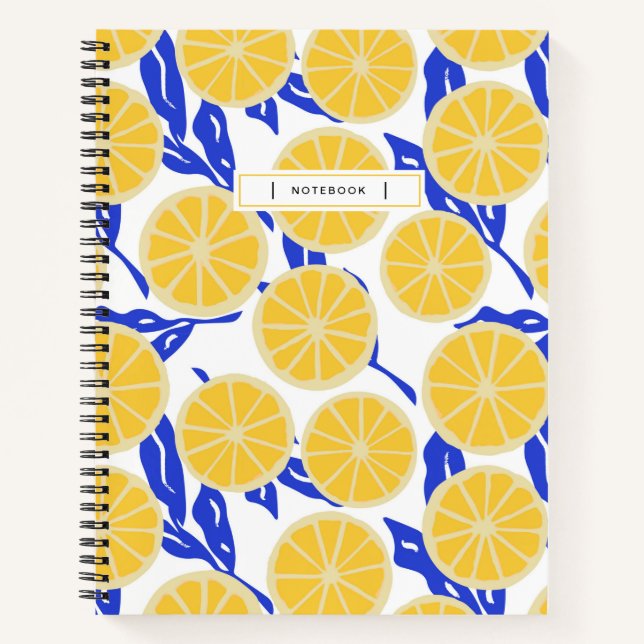 Cuaderno Patrón de fruta moderno de naranjas abstractas y h (Anverso)