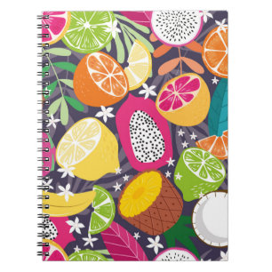 Cuaderno Patrón de fruta sin fisuras, colección de tropi ex