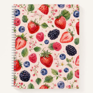 Cuaderno Patrón de Frutas Acuarela de Frutas Mezcladas
