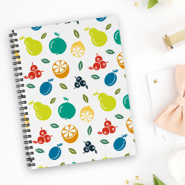 Cuaderno Patrón de frutas, ciruela, Naranja, limón, pera, m