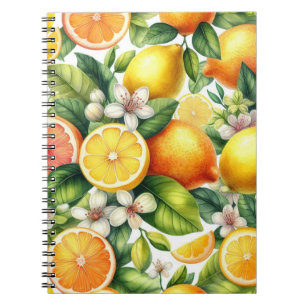 Cuaderno Patrón de frutas cítricas acuarela