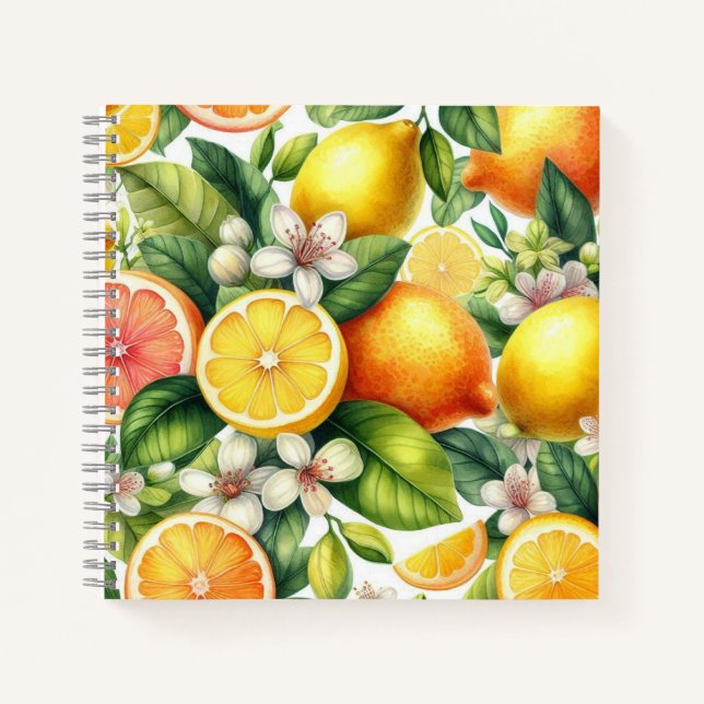 Cuaderno Patrón de frutas cítricas acuarela (Anverso)