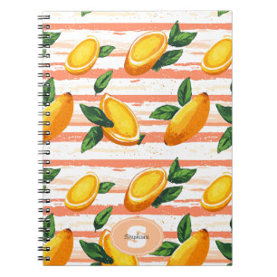 Cuaderno Patrón de frutas de mango con hojas verdes