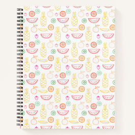 Cuaderno Patrón de frutas de verano colorido fresco y vibra