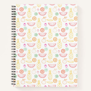 Cuaderno Patrón de frutas de verano colorido fresco y vibra