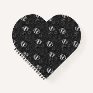 Cuaderno Patrón de frutas sin fisuras negro y blanco Tropic