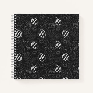 Cuaderno Patrón de frutas sin fisuras negro y blanco Tropic