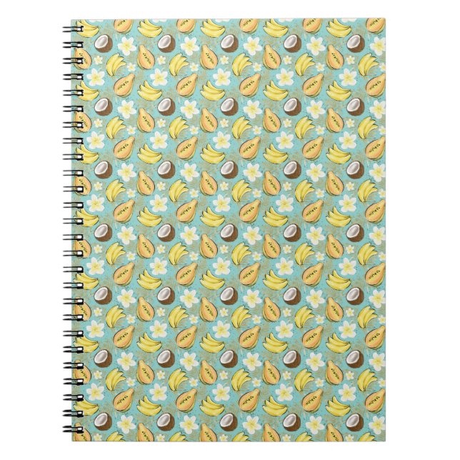 Cuaderno Patrón de frutas tropicales de verano (Frente)
