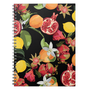 Cuaderno Patrón de frutas tropicales sin foco. Backgroun ex